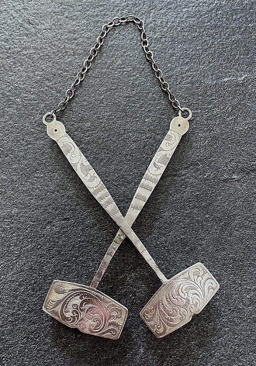Pair Of Chain-link Jewelry - Antique - Silver-plated Metal - 19th Century-photo-2