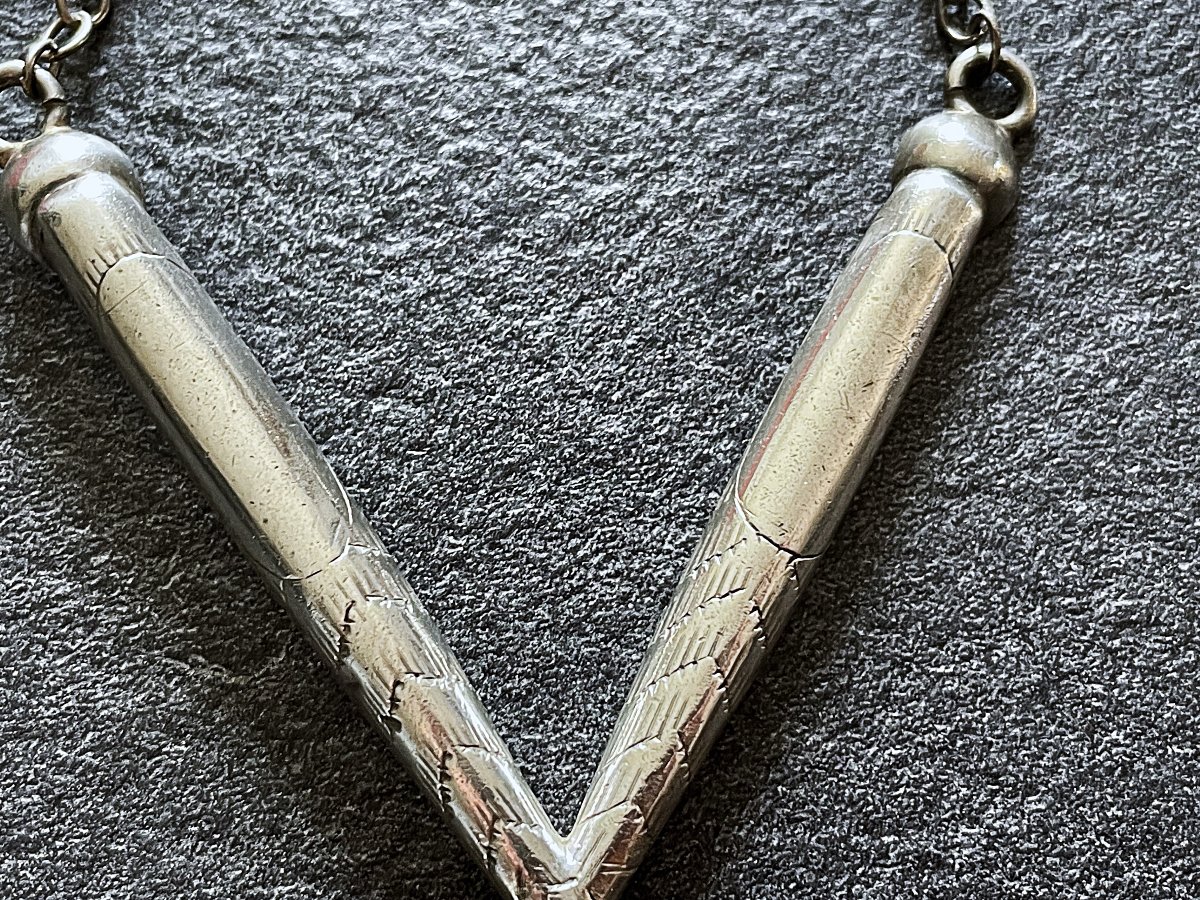 Pair Of Chain-link Jewelry - Antique - Silver-plated Metal - 19th Century-photo-3