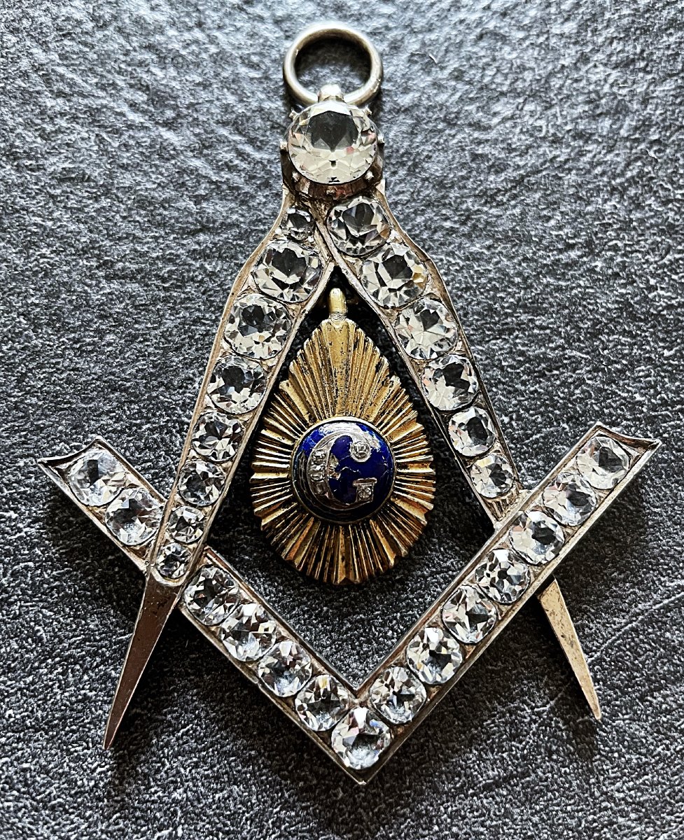 Masterpiece Jewel - 800 Silver & Rhinestones - Brass & Enamel - Second Empire - 19th Century-photo-2