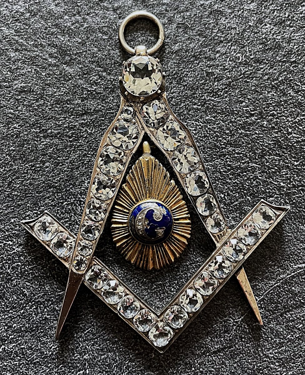 Masterpiece Jewel - 800 Silver & Rhinestones - Brass & Enamel - Second Empire - 19th Century