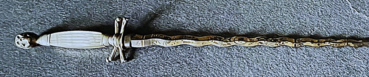 Elu Kadosh Short Sword - Blue-hardened And Gilded Flaming Blade - First Empire - Restoration - 19th Century-photo-3