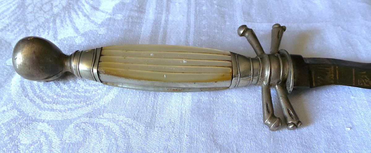 Elu Kadosh Short Sword - Blue-hardened And Gilded Flaming Blade - First Empire - Restoration - 19th Century-photo-7