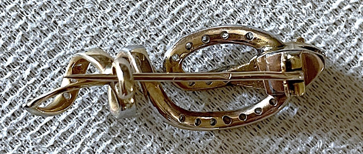 BROCHE SERPENT OR JAUNE 18K - PAVAGE DE DIAMANTS- SAPHIR -YEUX DTS - XIX°-photo-5