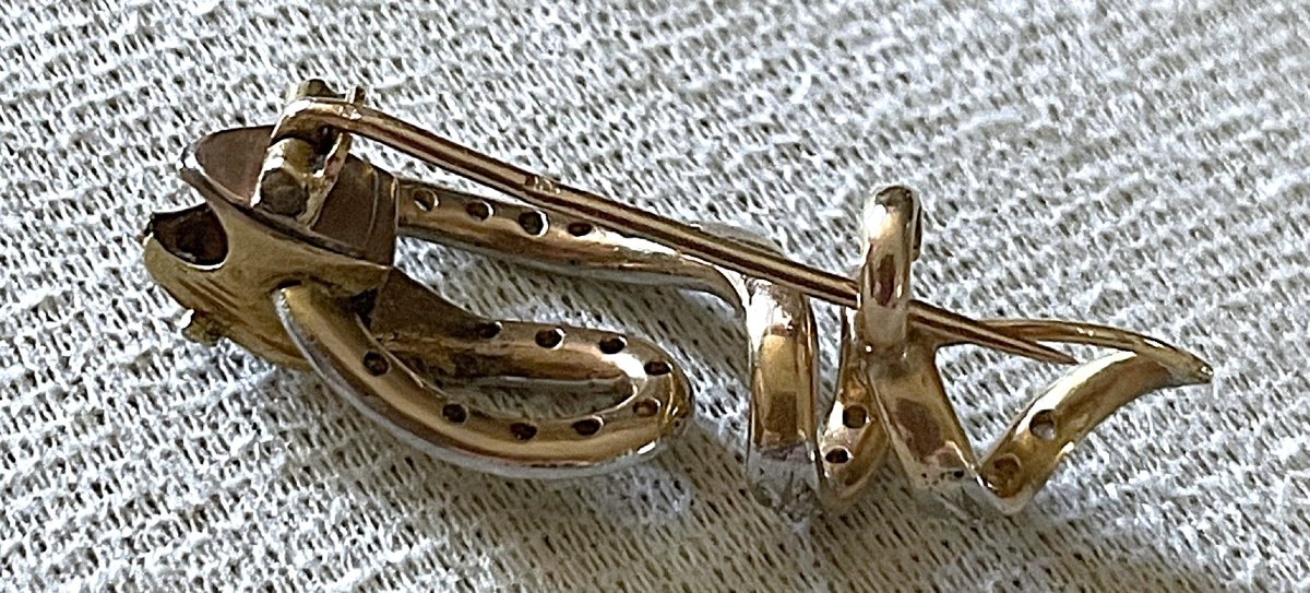 BROCHE SERPENT OR JAUNE 18K - PAVAGE DE DIAMANTS- SAPHIR -YEUX DTS - XIX°-photo-6