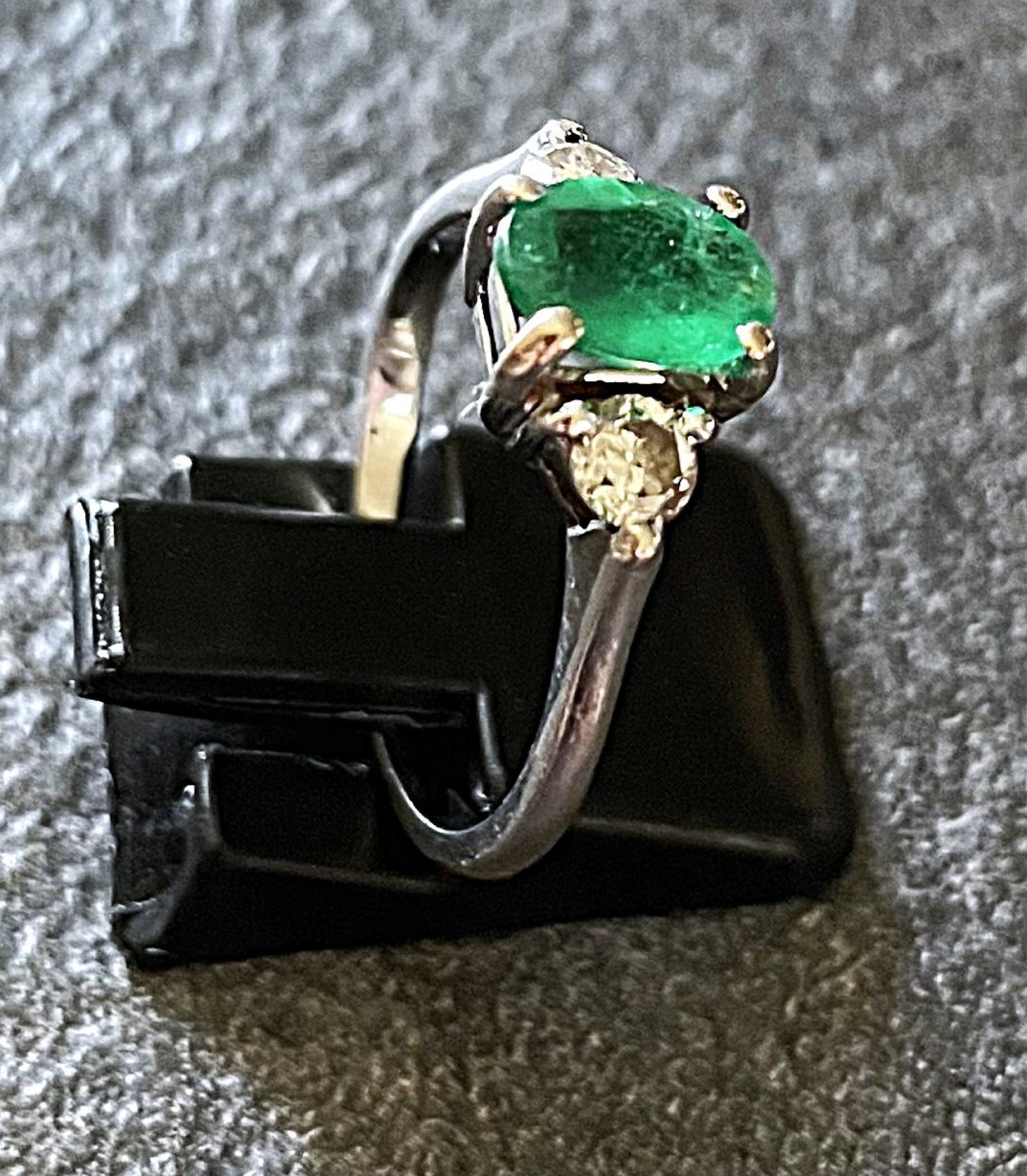 18k Gold Ring - Emerald & Diamonds - Id Card --photo-1
