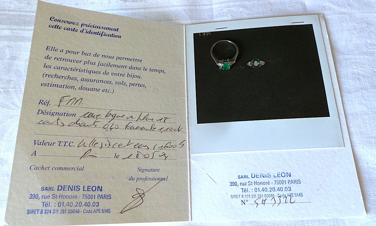 18k Gold Ring - Emerald & Diamonds - Id Card --photo-7