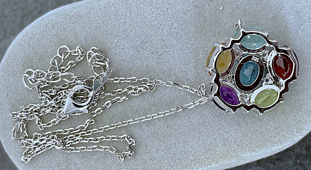 "tutti Frutti" Necklace In 925 Silver - Topaz - Garnet - Amethyst - Peridot - Citrine - XX°-photo-3