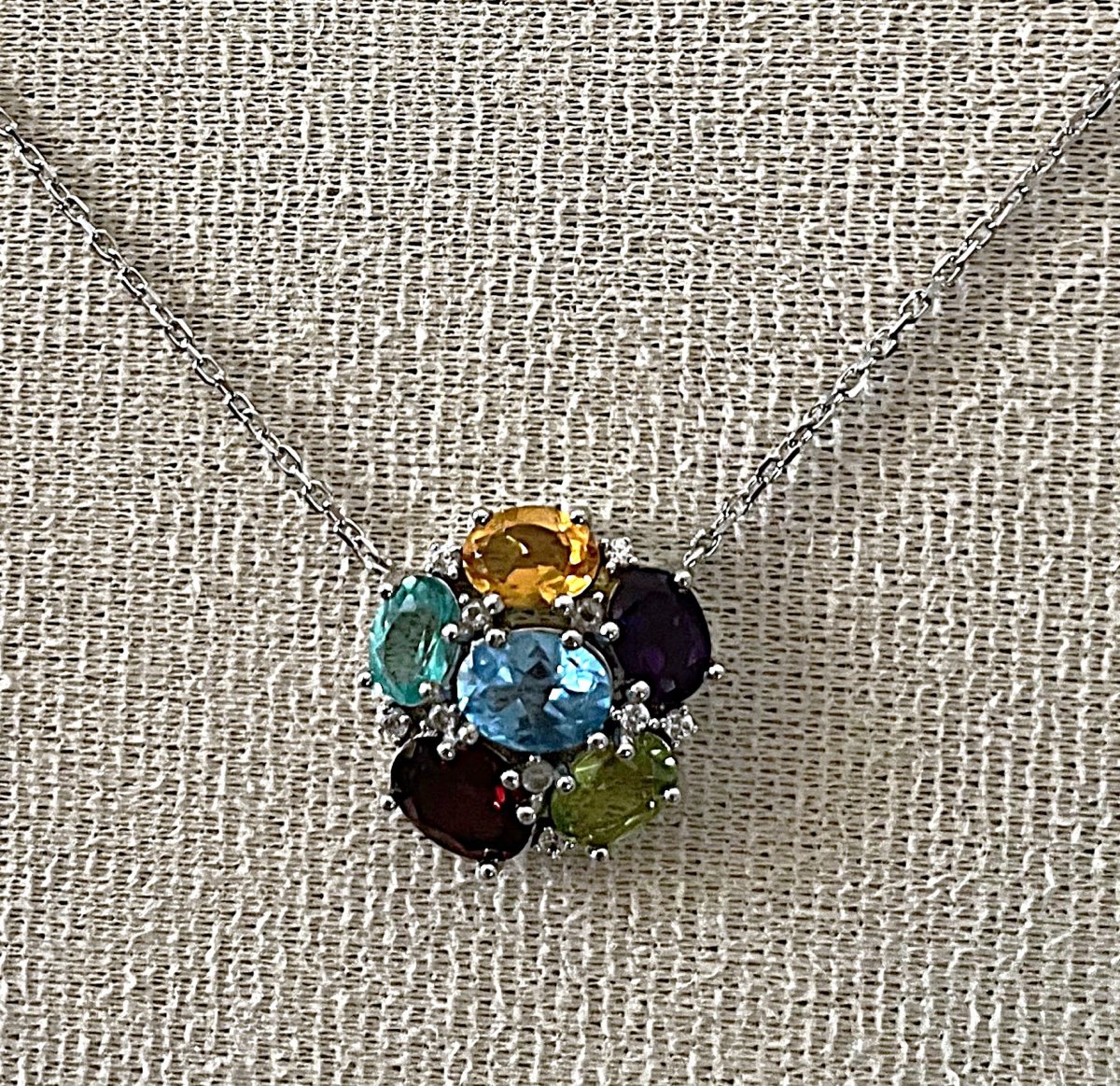 "tutti Frutti" Necklace In 925 Silver - Topaz - Garnet - Amethyst - Peridot - Citrine - XX°-photo-2