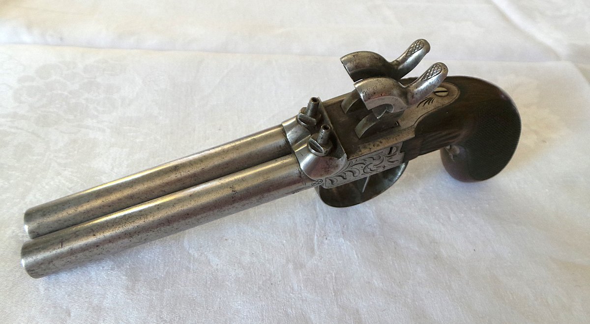 Pistol - "auguste Francotte" - 1868 - 2 Side-by-side Barrels - 19th Century-photo-4