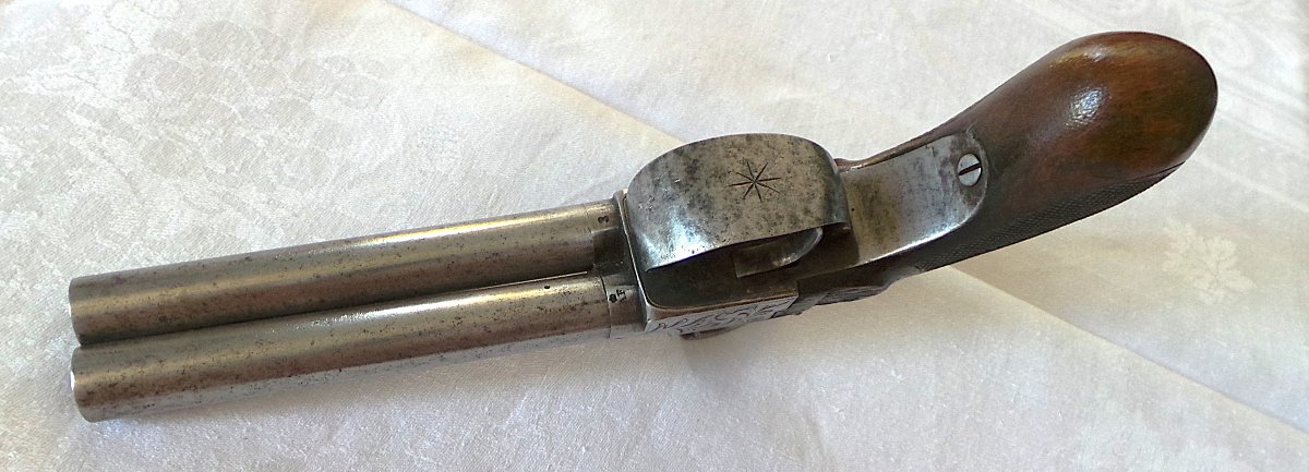 Pistol - "auguste Francotte" - 1868 - 2 Side-by-side Barrels - 19th Century-photo-2