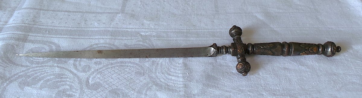 STYLET ESPAGNOL GRANDE TAILLE  - XVI° - XVII°- LAME TRIANGULAIRE-photo-2