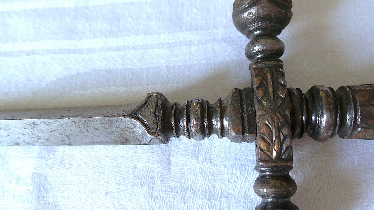 STYLET ESPAGNOL GRANDE TAILLE  - XVI° - XVII°- LAME TRIANGULAIRE-photo-3