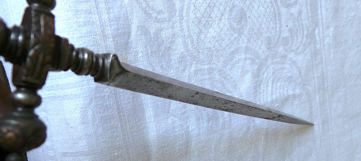 STYLET ESPAGNOL GRANDE TAILLE  - XVI° - XVII°- LAME TRIANGULAIRE-photo-3