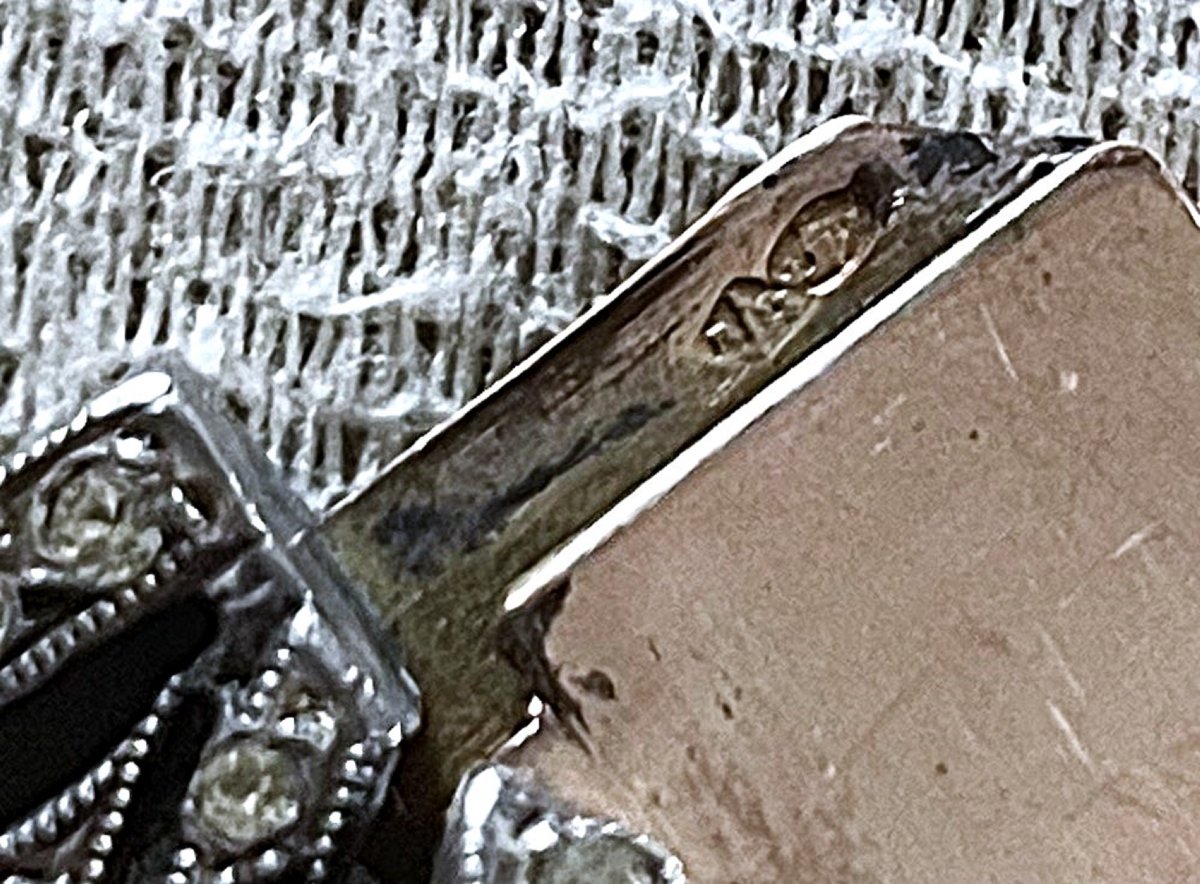 Art Deco Clasp Bracelet - Silver & Gold & Gemstones - Circa 1920-photo-2