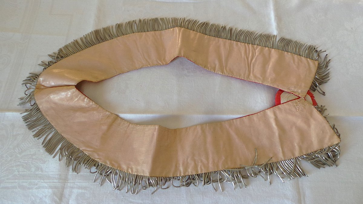 TABLIER & SAUTOIR  -  CANNETILLE & SOIE - DECOR DE RUCHE - XIX°-photo-7