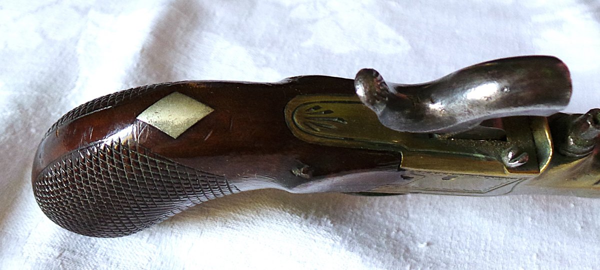 PISTOLET A COFFRE & A PERCUSSION DE MARINE -CAL: 12 mm - VERS 1840 - XIX°-photo-5