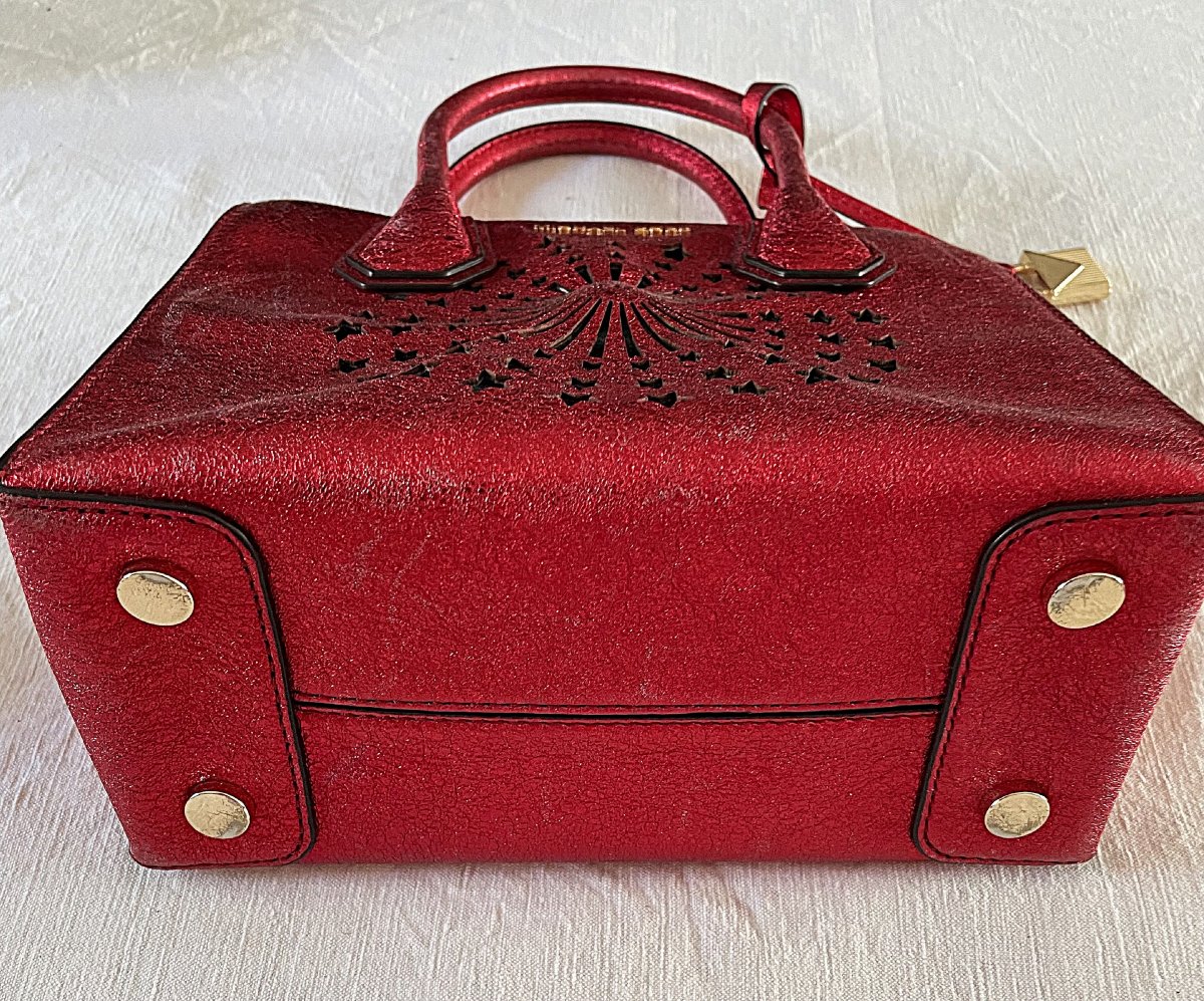 SAC " MICHAEL KORS " CUIR ROUGE PAILLETE A SYSTEME ECLAIRANT - XX°-photo-1