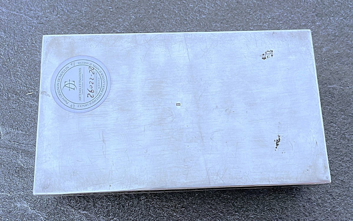 Rectangular Silver Box With Floral Decoration - 19th–20th Centuries-photo-1