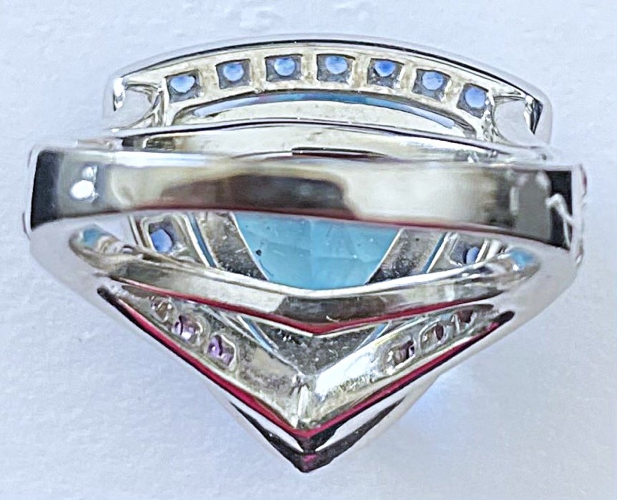 BAGUE MAUBOUSSIN " TELLEMENT SUBSTILE POUR TOI " OR 18K - AIGUE MARINE- SAPHIRS- DTS- AMETHYSTE-photo-2