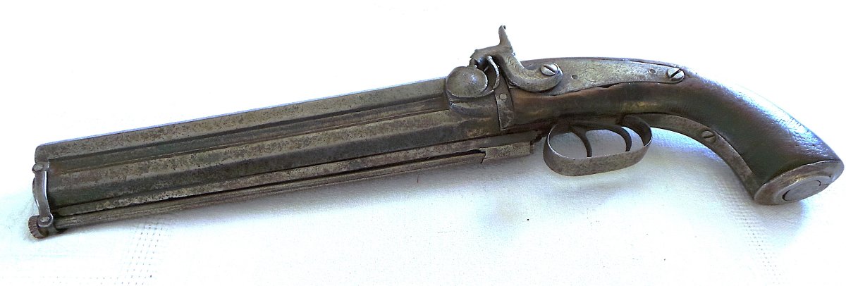 Fort Pistolet With Two Stacked Barrels And A Movable Rod - Second Empire --photo-2