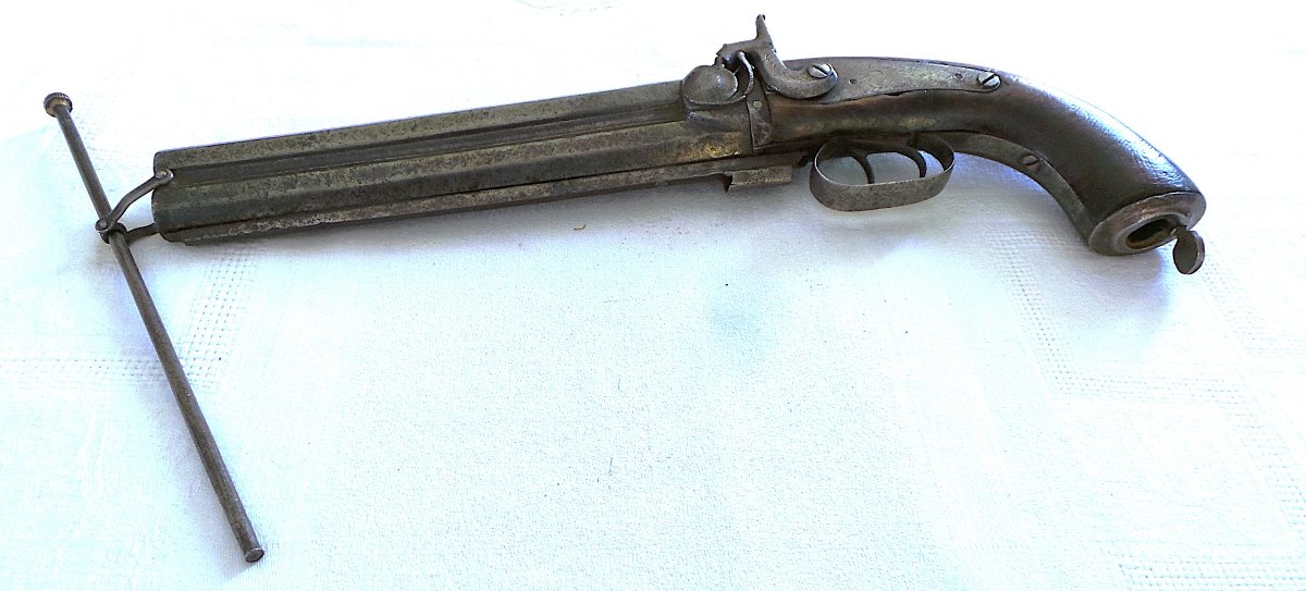 Fort Pistolet With Two Stacked Barrels And A Movable Rod - Second Empire --photo-3