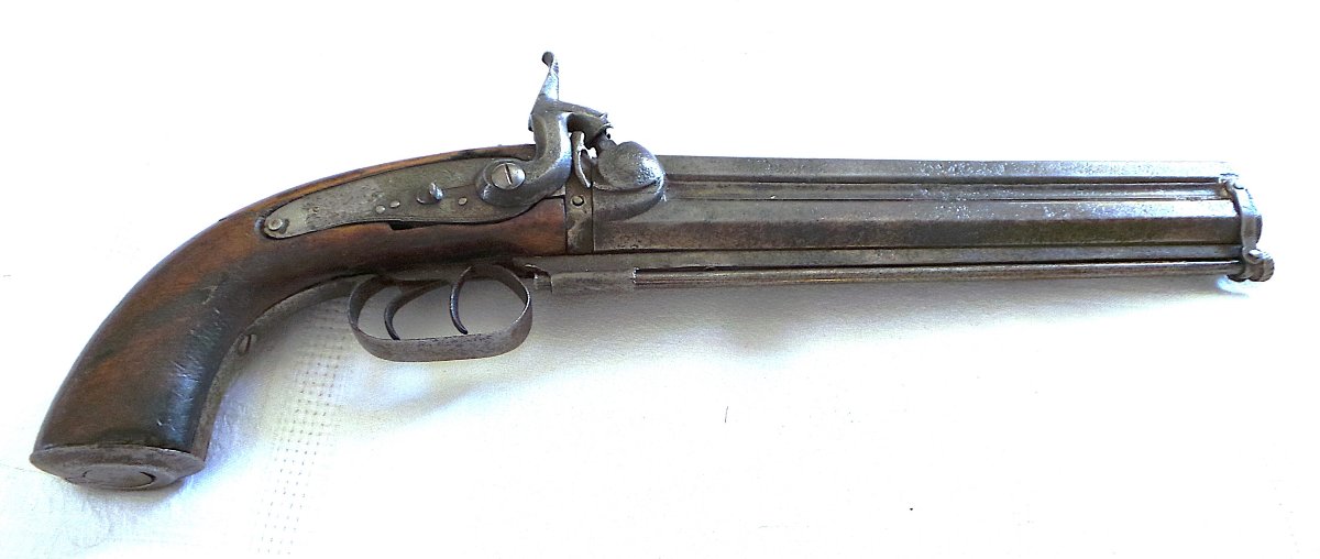 Fort Pistolet With Two Stacked Barrels And A Movable Rod - Second Empire -