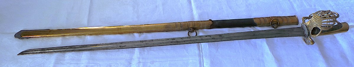 SABRE A GARDE DE BATAILLE -OFFICIER DE CAVALERIE LOURDE DRAGONS- 1 ER EMPIRE-photo-2