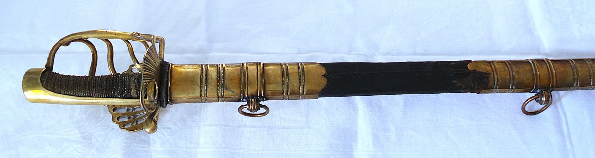 SABRE A GARDE DE BATAILLE -OFFICIER DE CAVALERIE LOURDE DRAGONS- 1 ER EMPIRE-photo-3