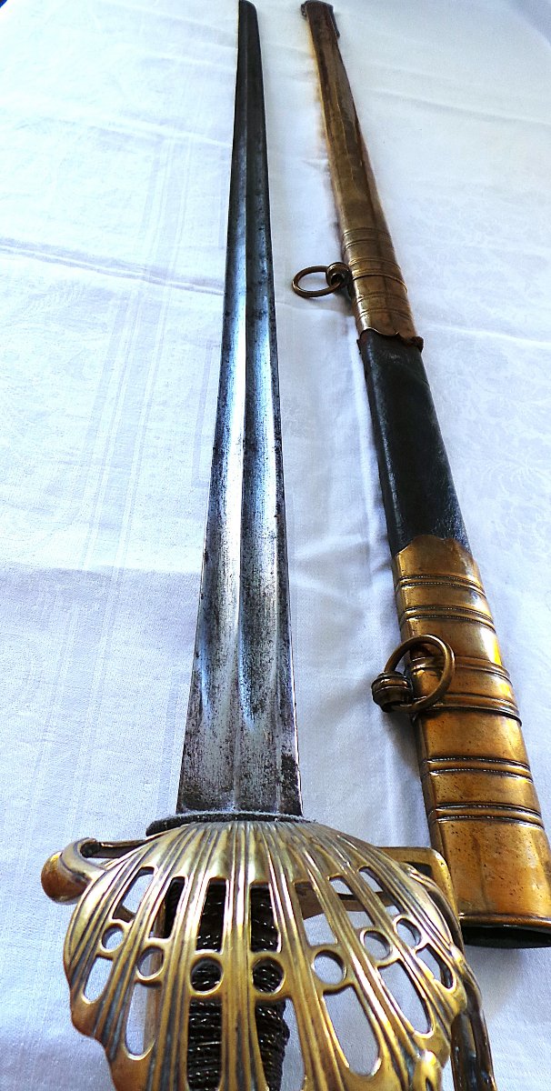 SABRE A GARDE DE BATAILLE -OFFICIER DE CAVALERIE LOURDE DRAGONS- 1 ER EMPIRE-photo-4