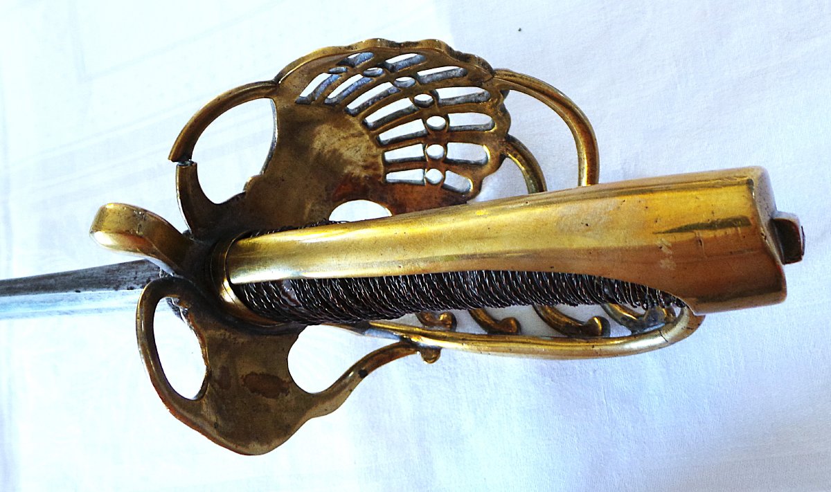 SABRE A GARDE DE BATAILLE -OFFICIER DE CAVALERIE LOURDE DRAGONS- 1 ER EMPIRE-photo-6