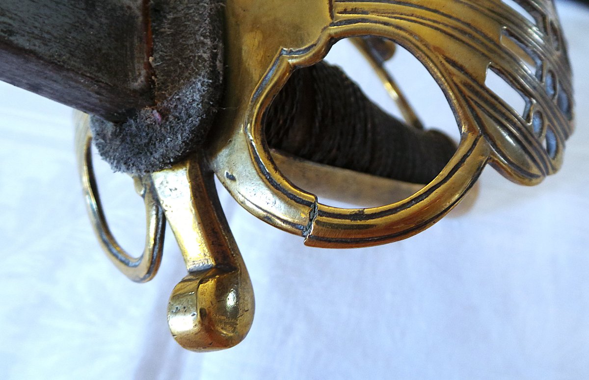 SABRE A GARDE DE BATAILLE -OFFICIER DE CAVALERIE LOURDE DRAGONS- 1 ER EMPIRE-photo-7