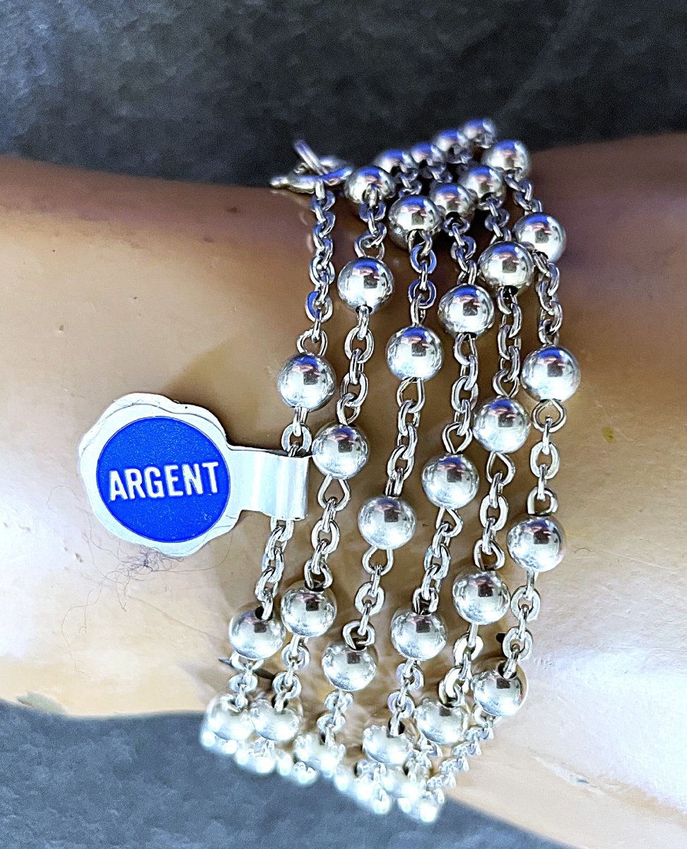 LOT DE 6 BRACELETS EN ARGENT 925 A DECOR DE BOULLES ALTERNEES - XX°-photo-2