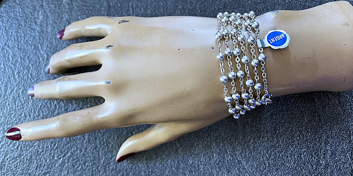 LOT DE 6 BRACELETS EN ARGENT 925 A DECOR DE BOULLES ALTERNEES - XX°-photo-3