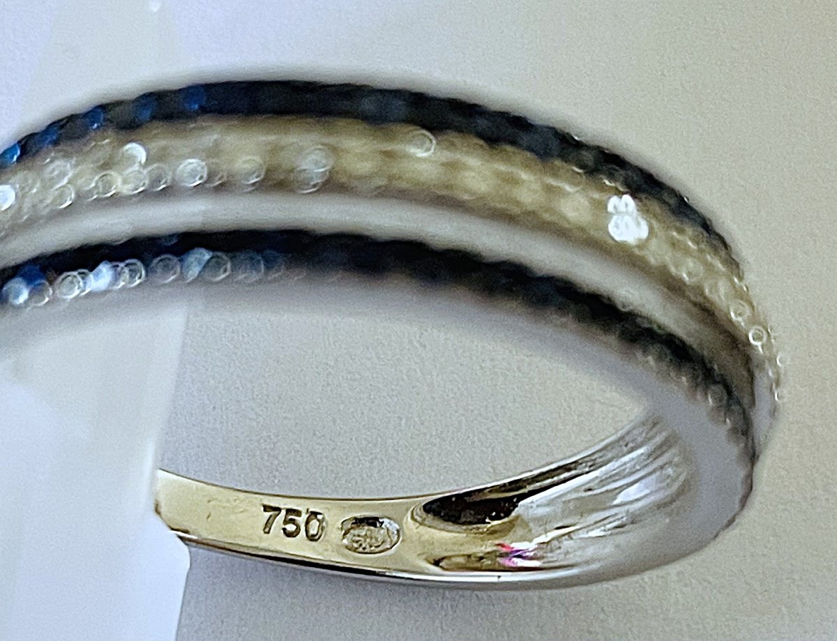 BAGUE OR GRIS 18 K SAPHIRS & DIAMANTS - XX°-photo-6