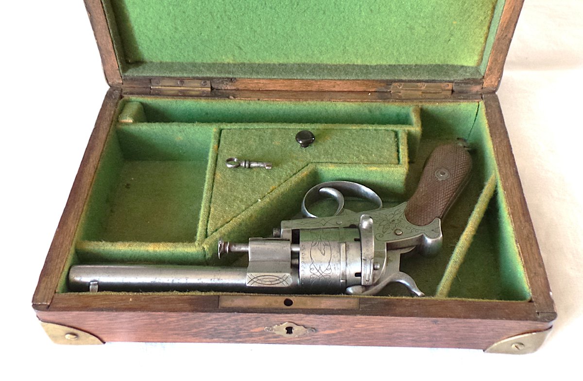 Lefaucheux-type Open-frame Revolver In A Case - 19th Century-photo-2
