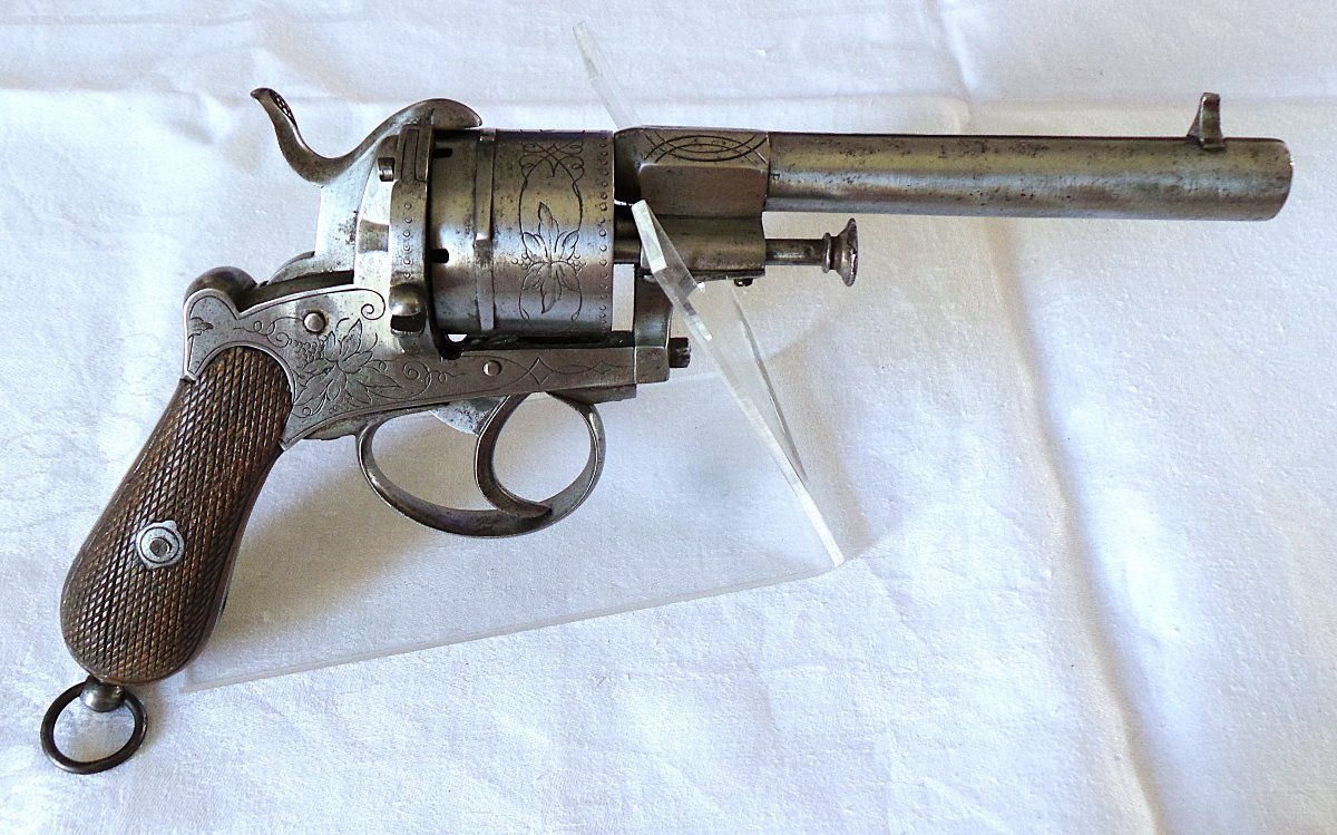 Lefaucheux-type Open-frame Revolver In A Case - 19th Century-photo-3