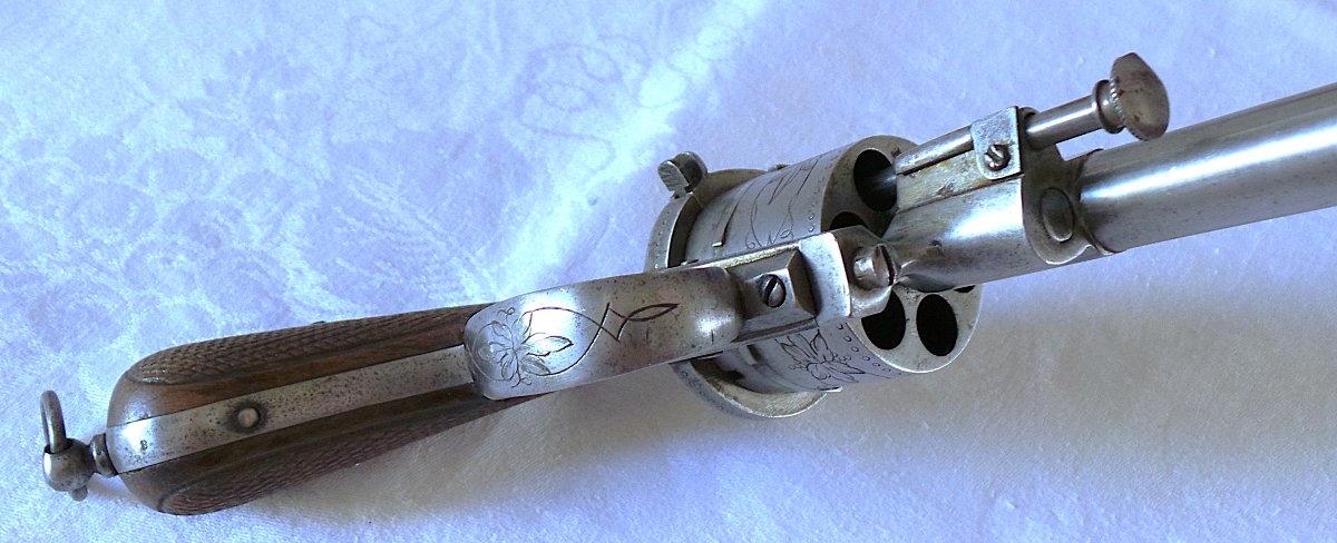 Lefaucheux-type Open-frame Revolver In A Case - 19th Century-photo-3