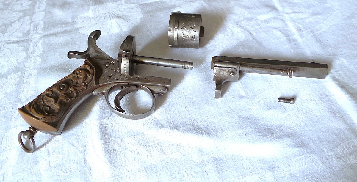 REVOLVER II° EMPIRE- CARCASSE OUVERTE A BROCHE- XIX°-photo-3