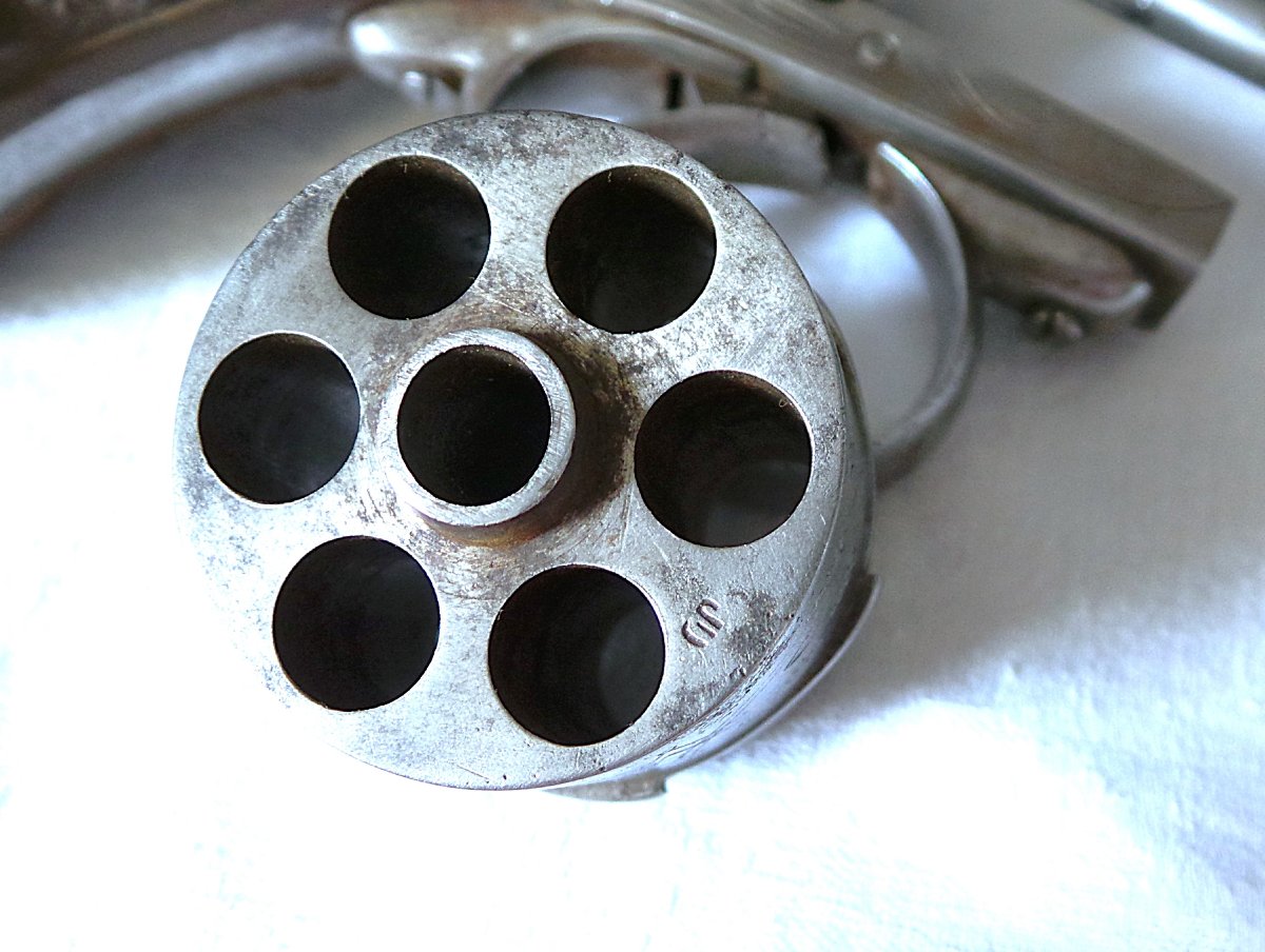 REVOLVER II° EMPIRE- CARCASSE OUVERTE A BROCHE- XIX°-photo-3
