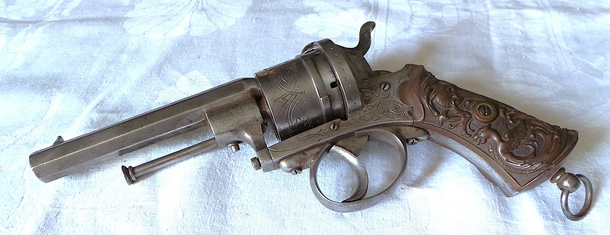 REVOLVER II° EMPIRE- CARCASSE OUVERTE A BROCHE- XIX°