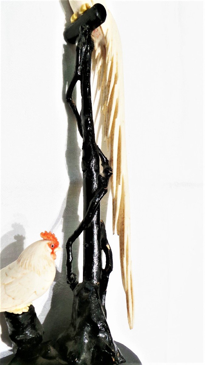 Japan - Kozan - Subject Rooster And Hen Perch - Ideogram-photo-8
