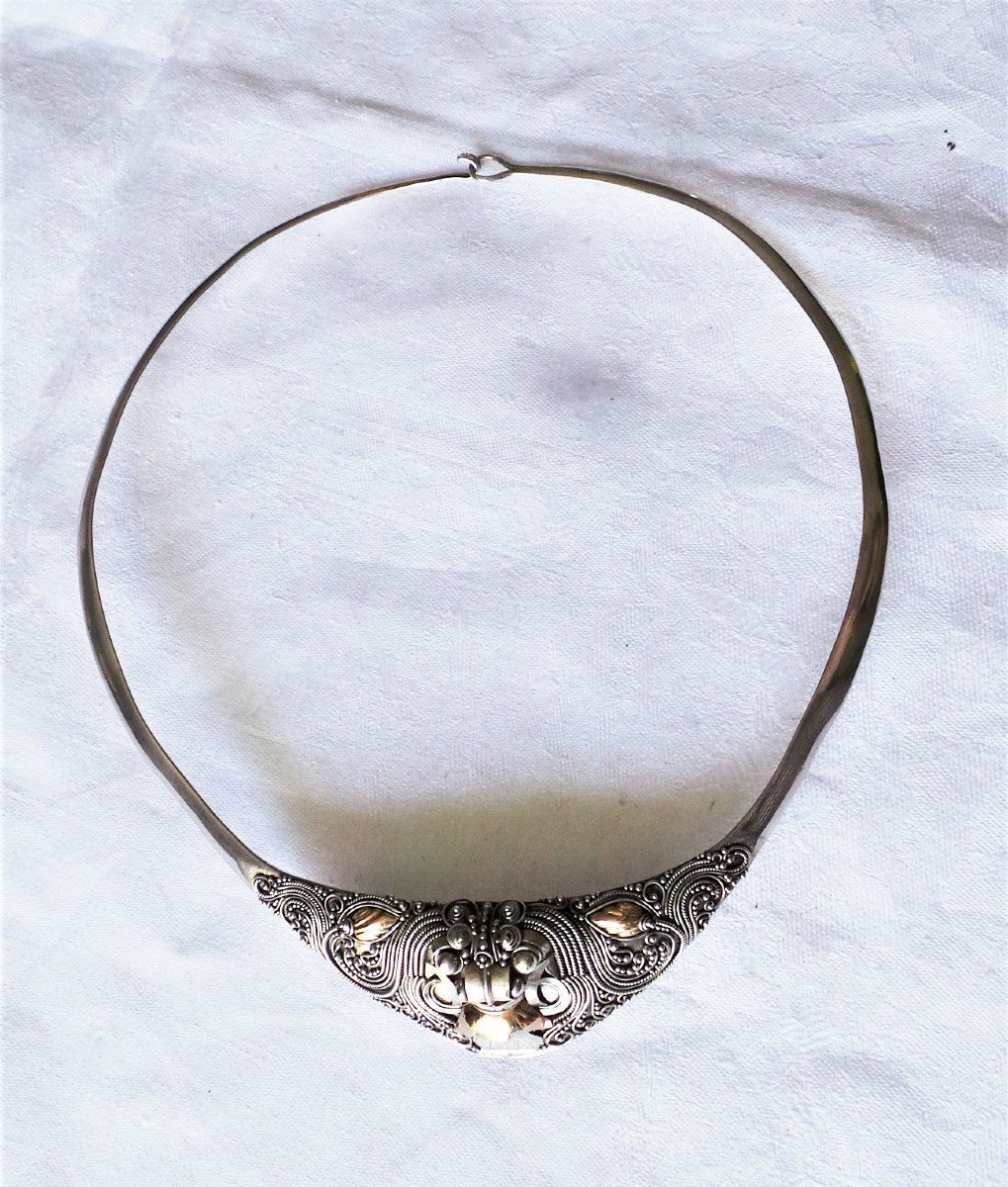 COLLIER TORQUE EN ARGENT -DIEU  -photo-4