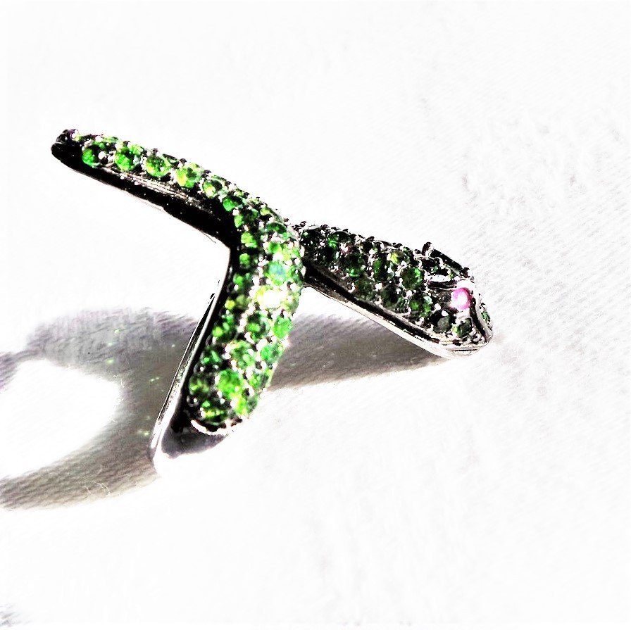 Serpent Ring With Stones -rubis-tourmaline -grenats - XX °-photo-5