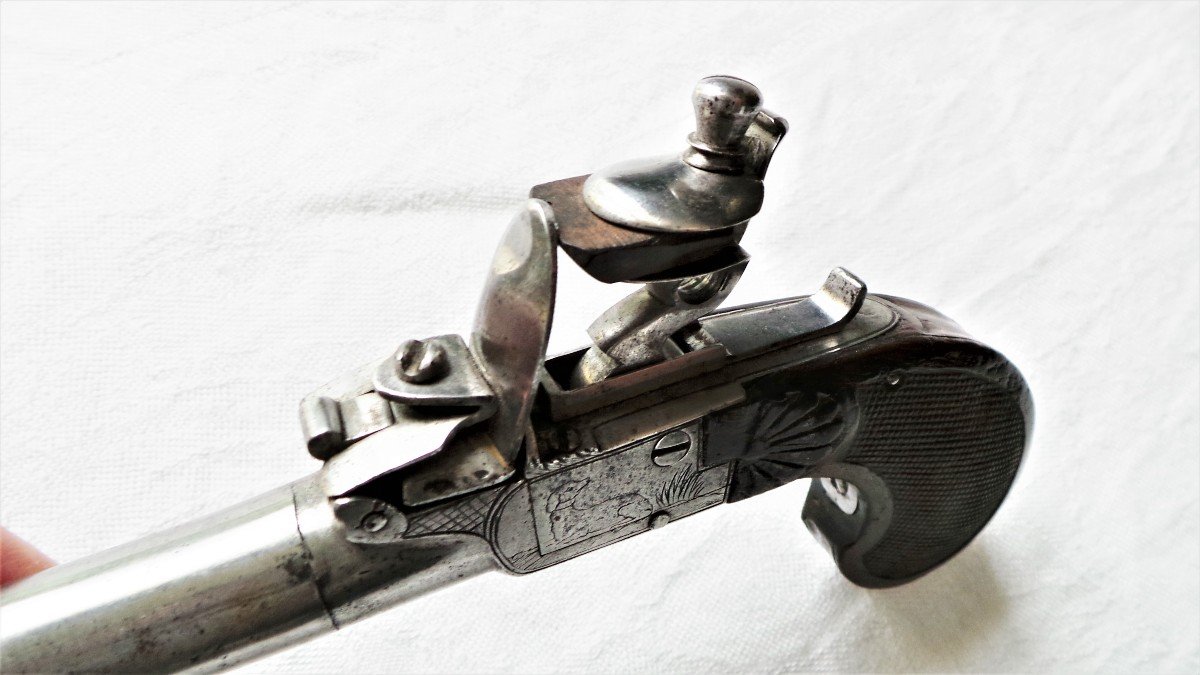 Pistol With Case A Flintlock - XVIII °.-photo-1