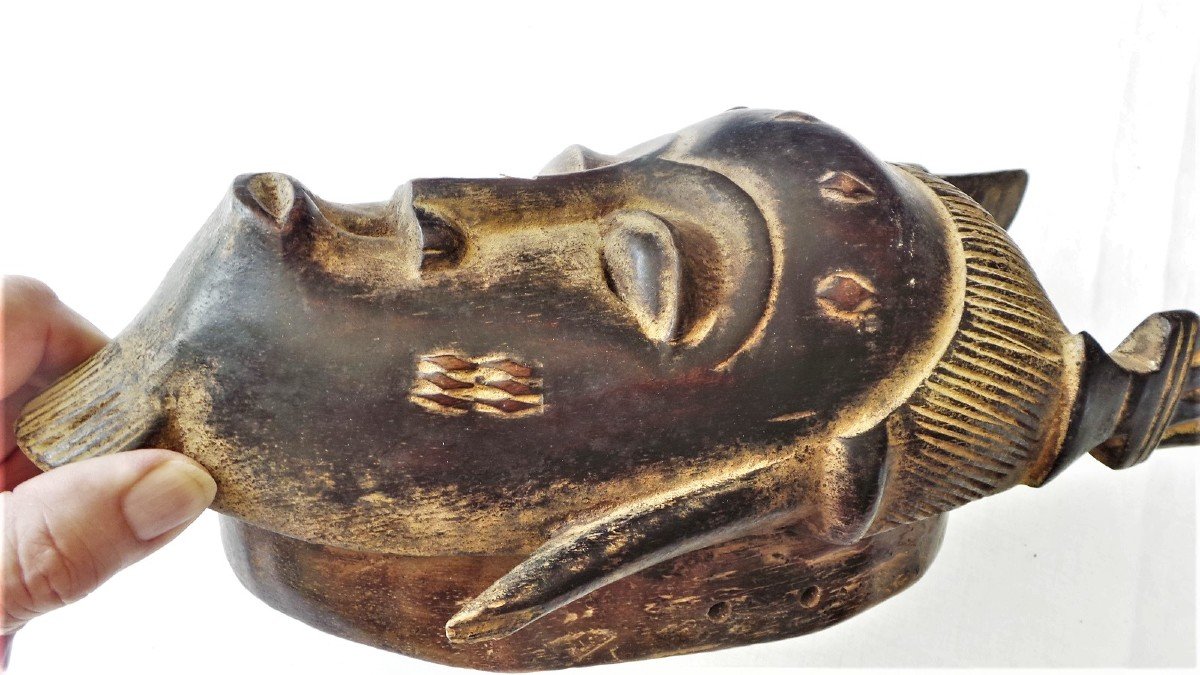 Baoule Mask Cote d'Ivoire Brown Patina-photo-2