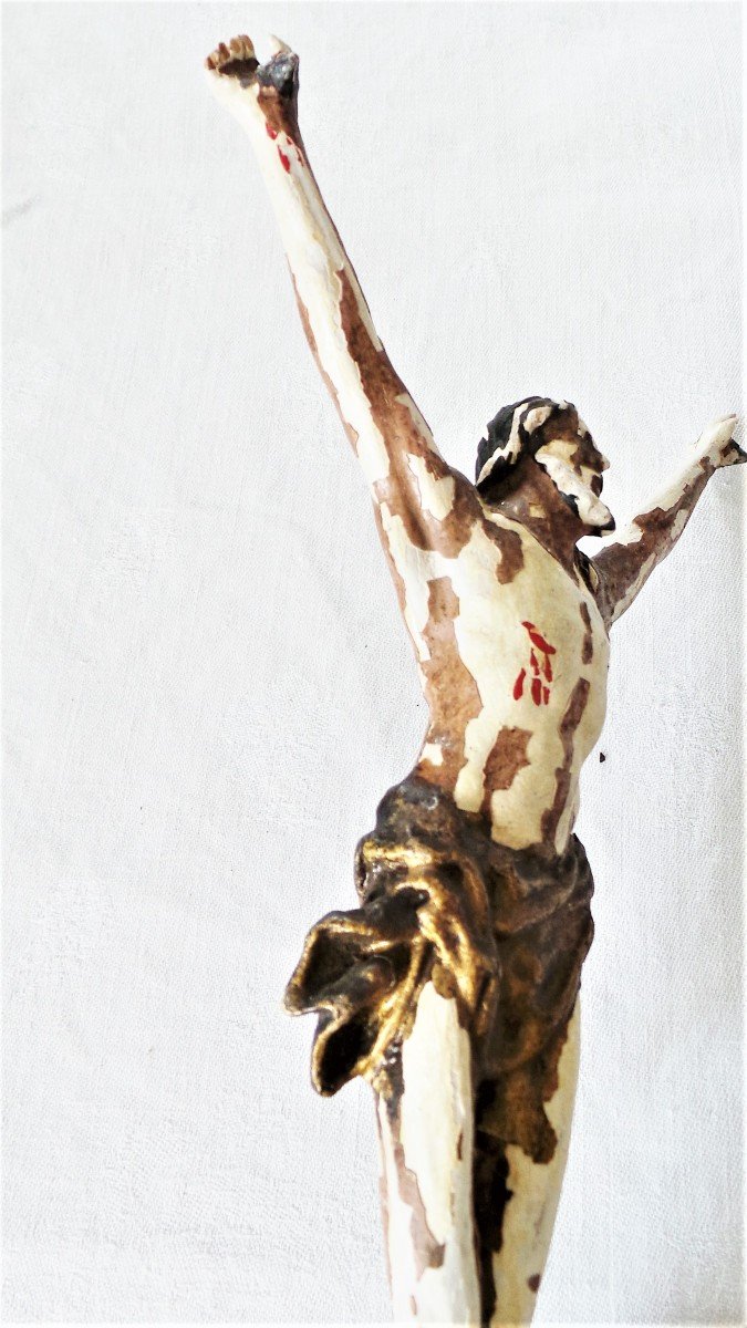 Christ In Crucification Polychrome Wood - XVIII°-photo-4