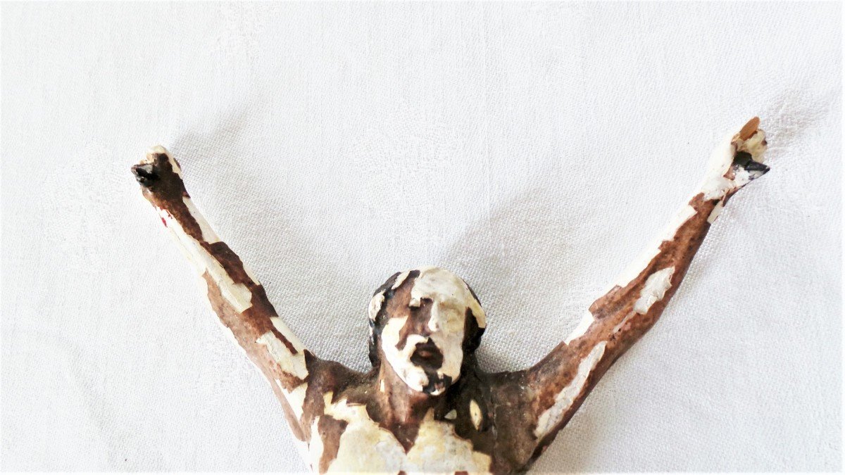 Christ In Crucification Polychrome Wood - XVIII°-photo-3