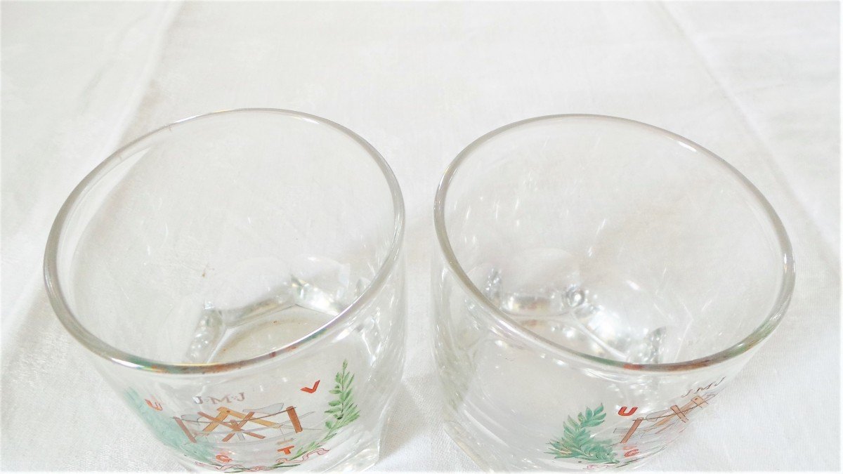 DEUX  VERRES ( CANON ) DE COMPAGNON CHARPENTIER-MENUISIER-photo-3