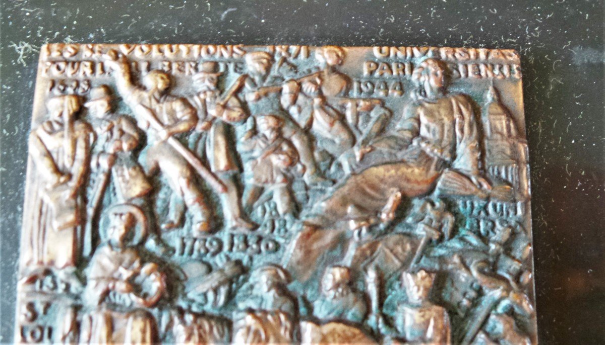 Commemorative Plate French Revolution In Bronze - Signed -r-delamarre- 1951-photo-3