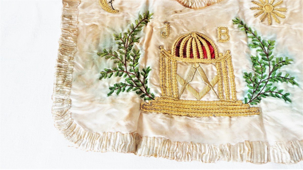 Masonic Apron In Silk - 1840-1850 - XIX°-photo-1